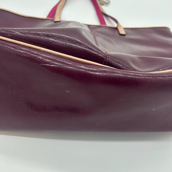 Coach Park Metro Patent Leather Large Tote Handbag Burgundy Red J1371-F25028 - Picture 4 of 16